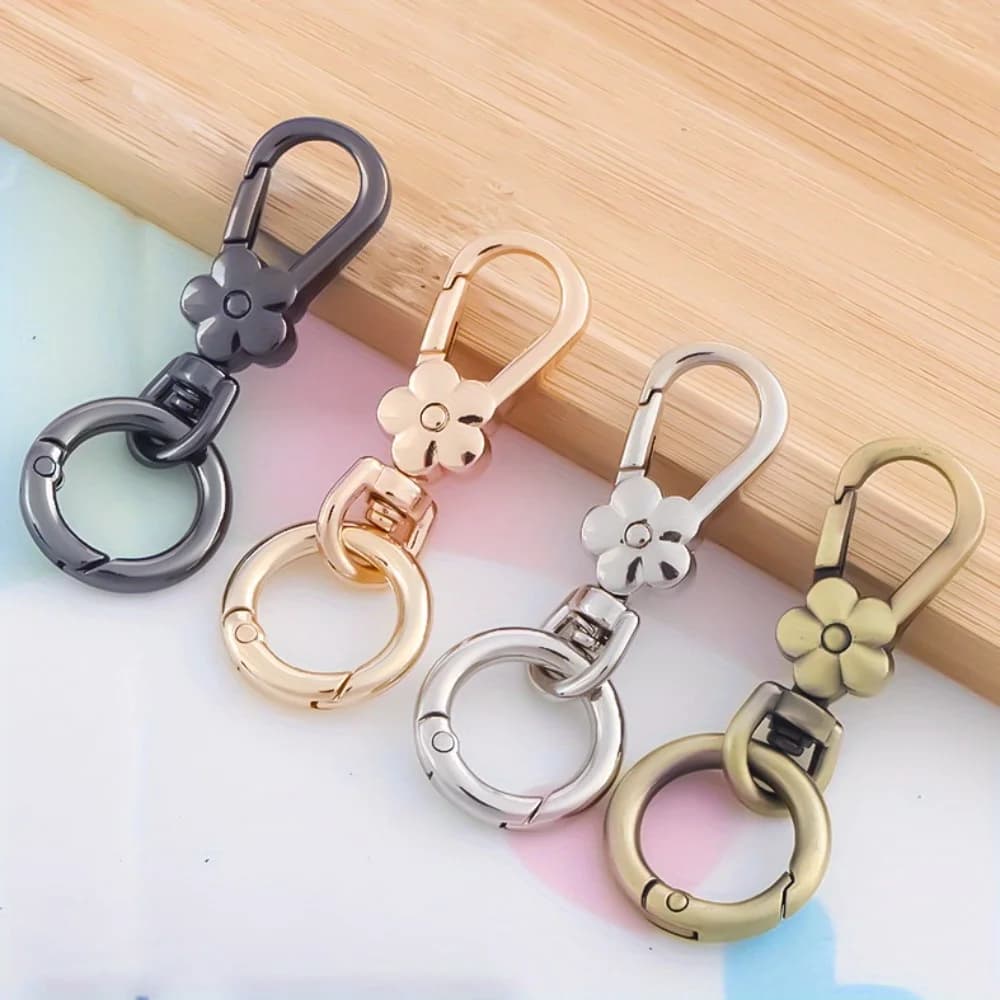 2 pezzi portachiavi fiore in metallo portachiavi portachiavi anello clip supporto organizzatore per chiavi auto domestiche key finder