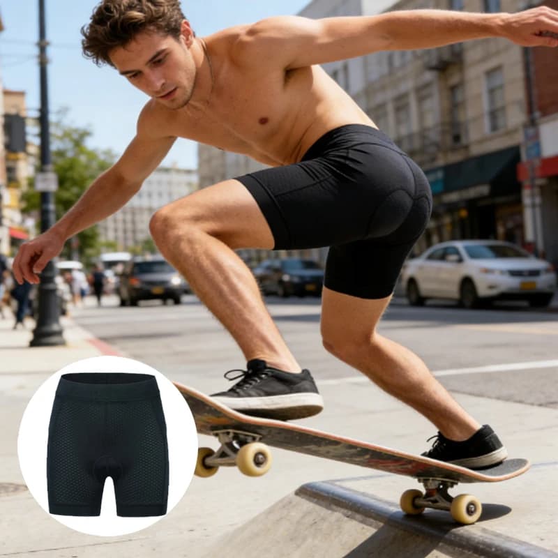 1 pair of padded 4D cycling pants for men, durable MTB shorts with wide waistband and non-slip grip for long walks