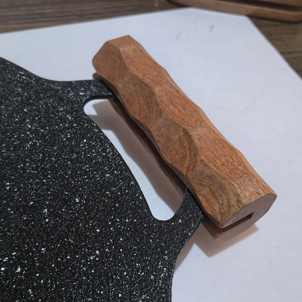 2 pezzi Sapele Pan Impugnatura isolata Anti Scottatura Griglia Pan Impugnatura isolata Resistente al calore per pentole Salsa Pan Saute Grigliare Pan