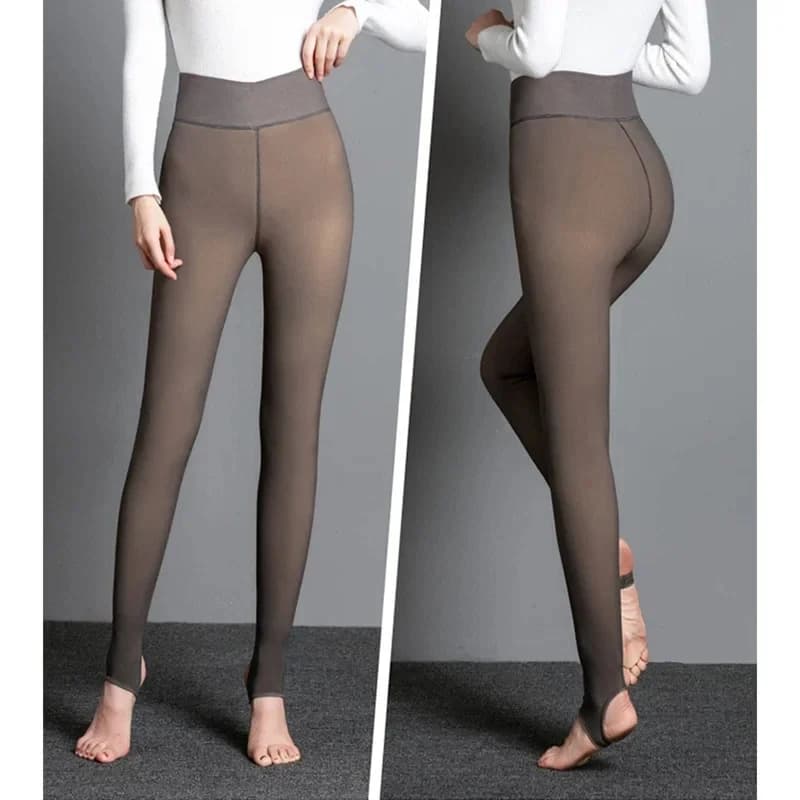 1-3pairs 80g Thicken Polar Stockings Winter Warm Leggings Women'S Fleece Lined Tights Skin Effect Pantyhose Fake Translucent