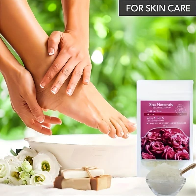 Confezione da 1/0,44 libbre sali da bagno minerali, sale ammollo e soak lenitivi, profumato alla rosa con olio essenziale per il bagno-cura del corpo-bellezza