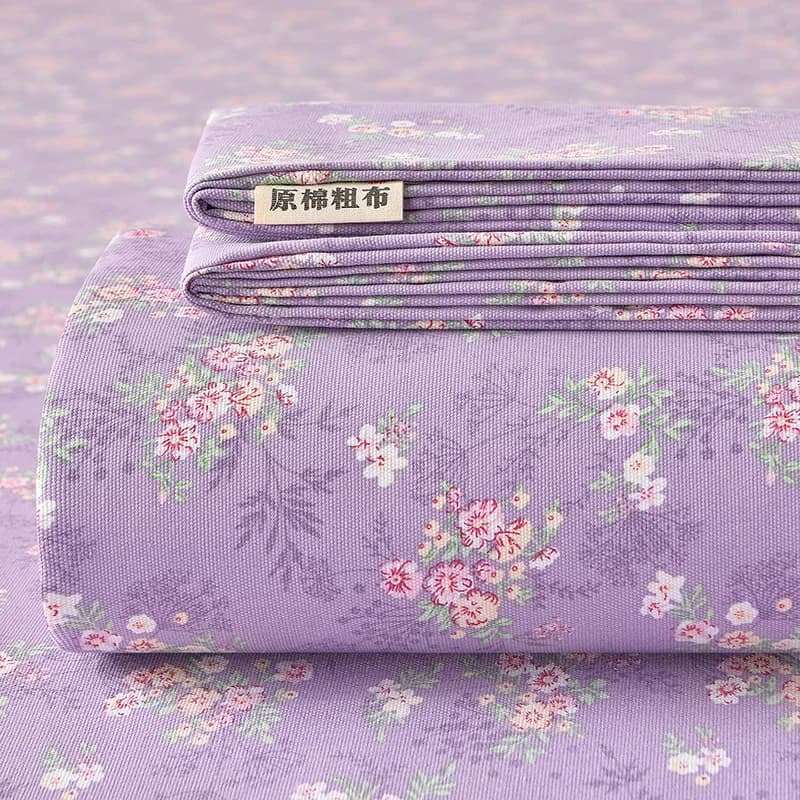 Lenzuola in Cotone 100% Spesso con Stampa Floreale, Singole, Matrimoniali, King Size, in Puro Cotone, per Bambini
