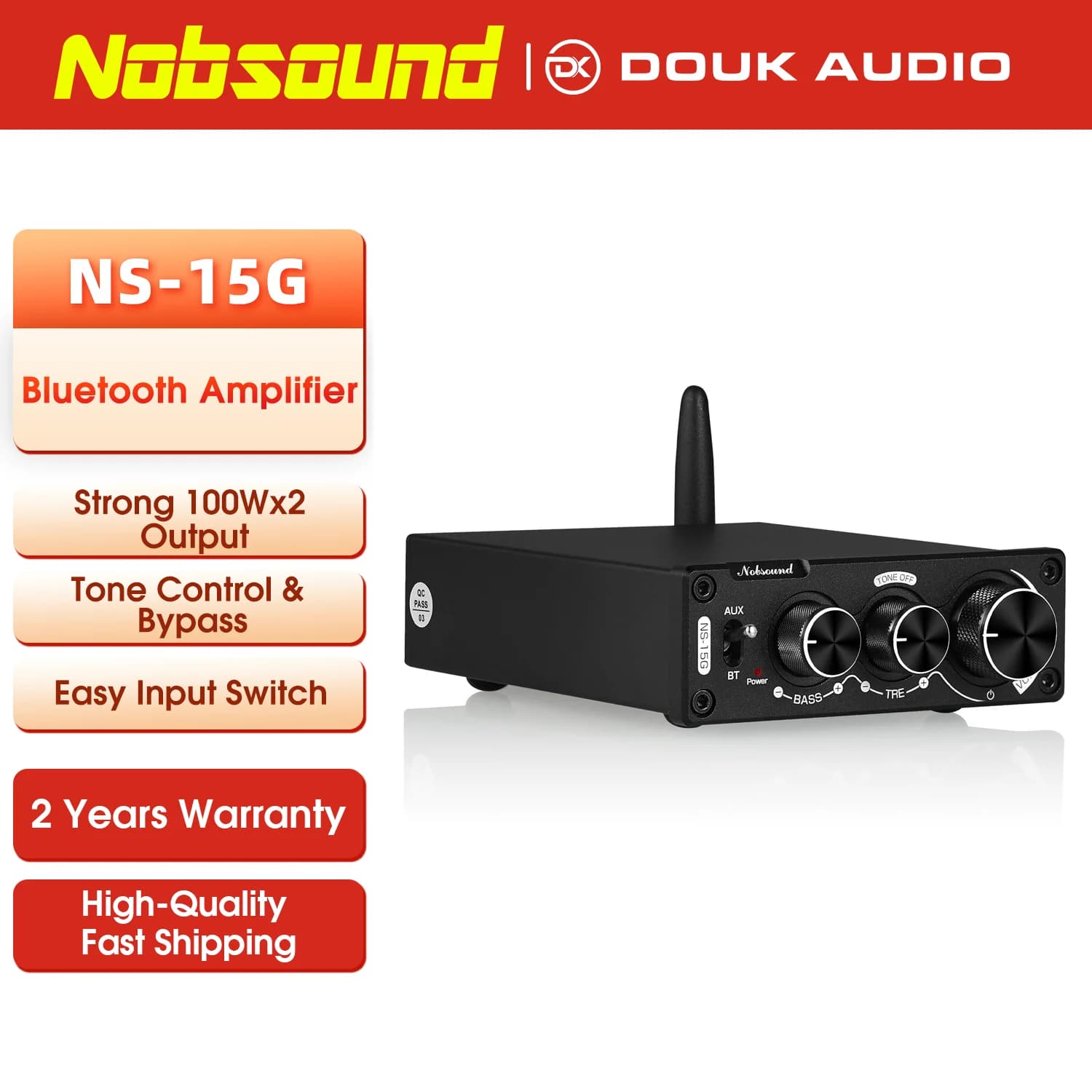 Nobsound Mini Bluetooth 5.0 TPA3116 Amplificatore audio digitale HiFi Classe D Amplificatore di potenza stereo 100W * 2 per altoparlanti domestici