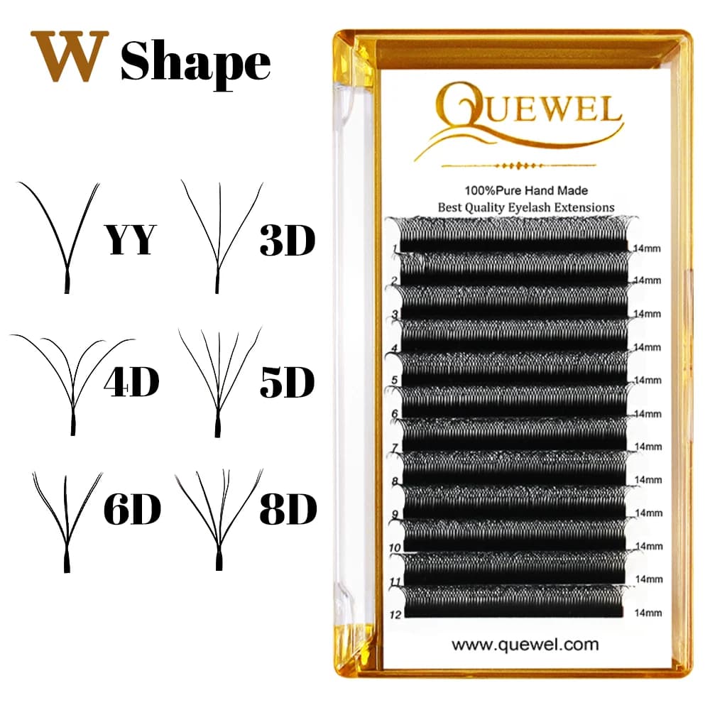 Quewel W Volume Eyelash 3D/4D/5D/6D/8D Shape Extensions Eyelash 8-14mm Curl New False Eye Lash Makeup Tool Wholesale