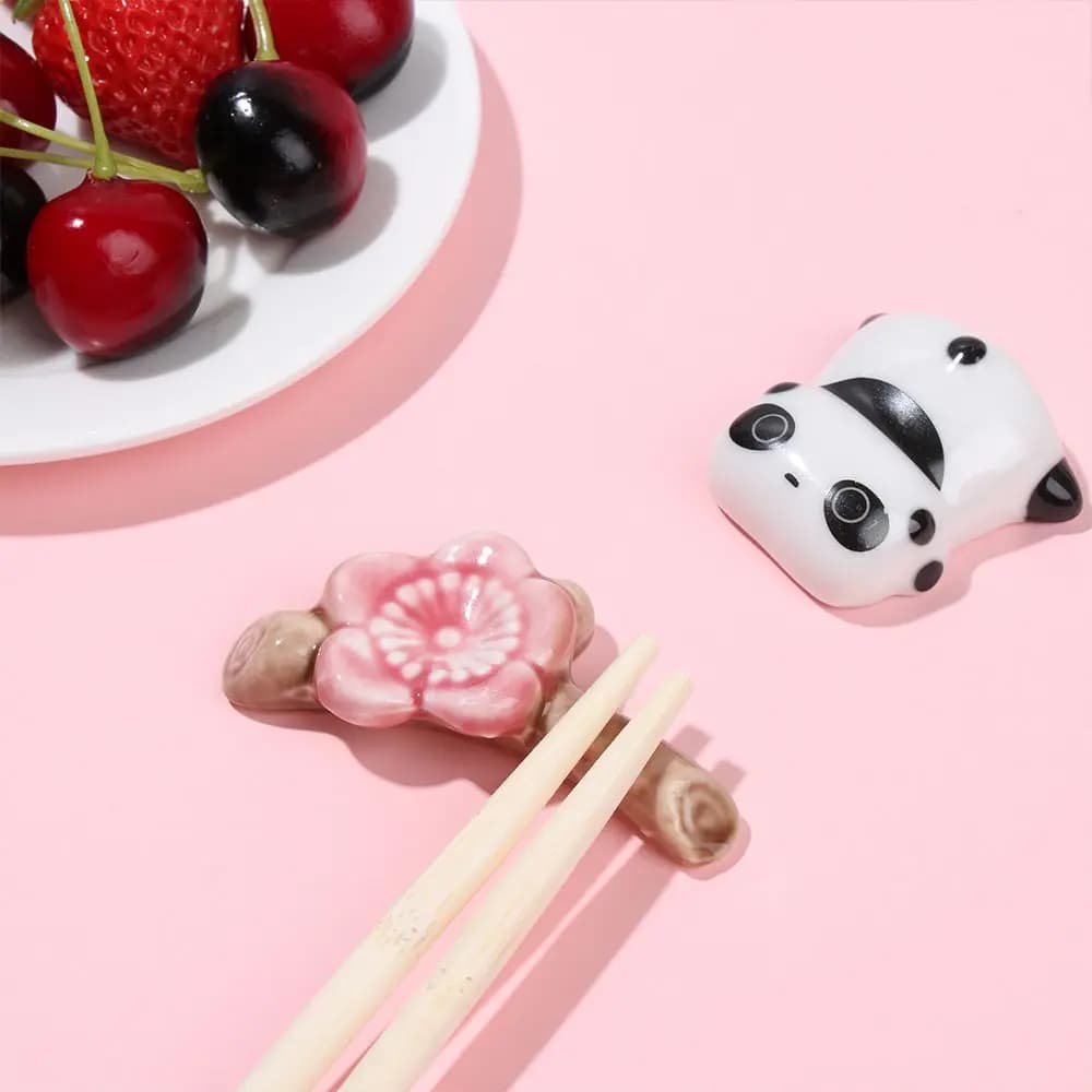 Porta bastoncini in ceramica in stile giapponese simpatico Panda anguria Cherry Blossom stoviglie poggia bacchette accessorio da cucina