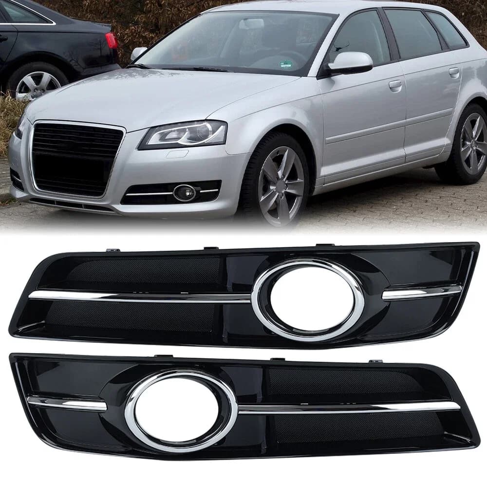 8P 0807681 J 8P 0807682 J Front bumper Fendinebbia Grid Bezel Cover with chromed ring for Audi A3 8P 2010-2013 (Not for S-line)