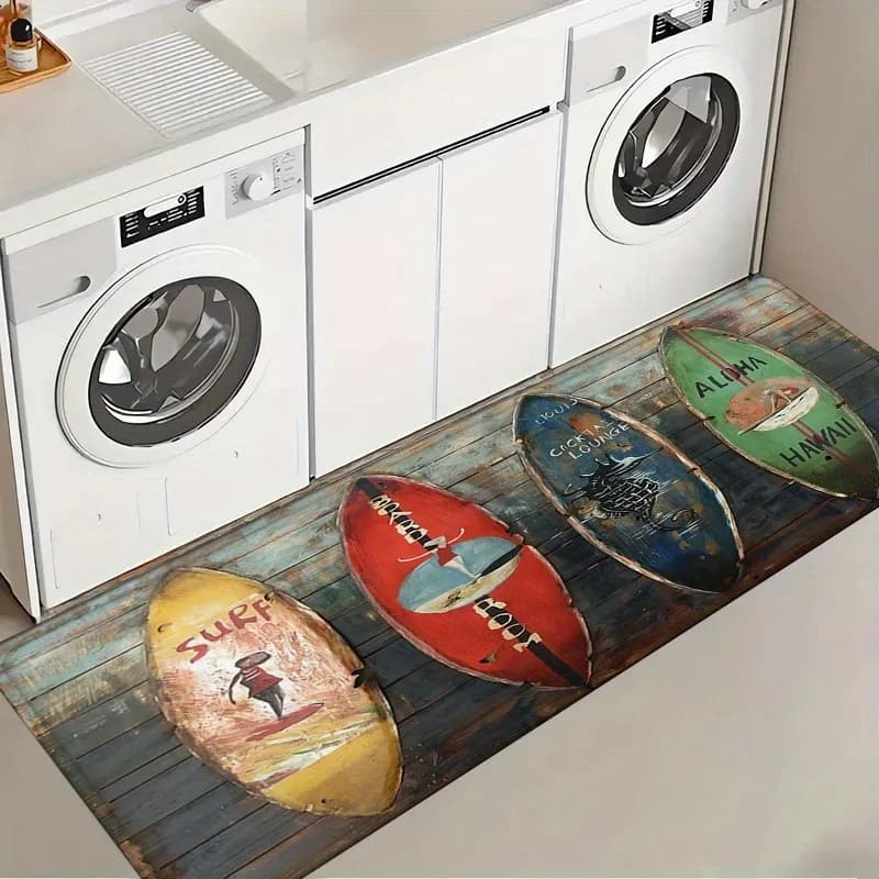 Kitchen/corridor pastry carpet with surfboard pattern, tropical beach style, home decoration, laundry/entry carpet