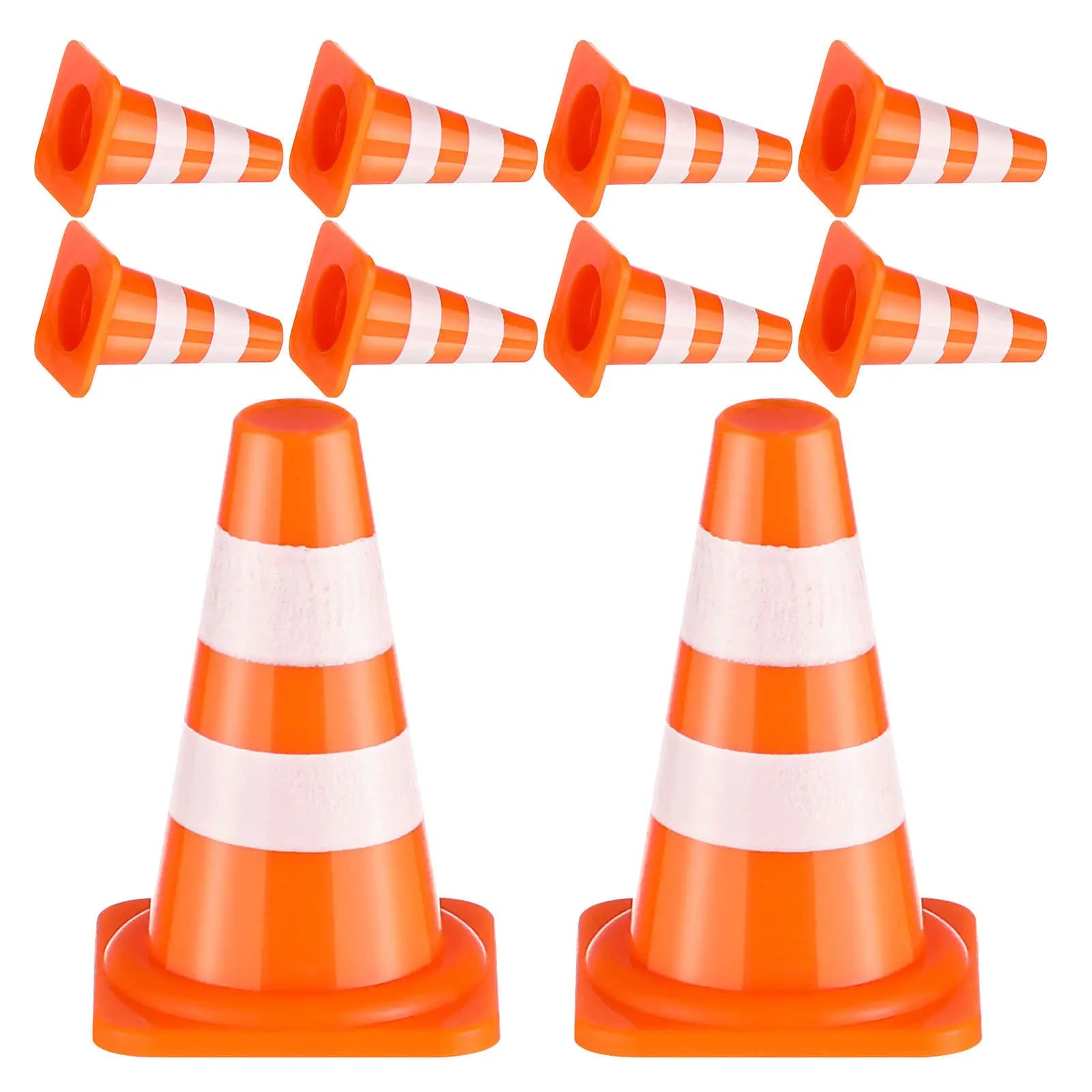 48Pcs Mini Traffic Cones Bright Orange Plastic Small Barricade Signs Sports Education Agility Training Road Safety