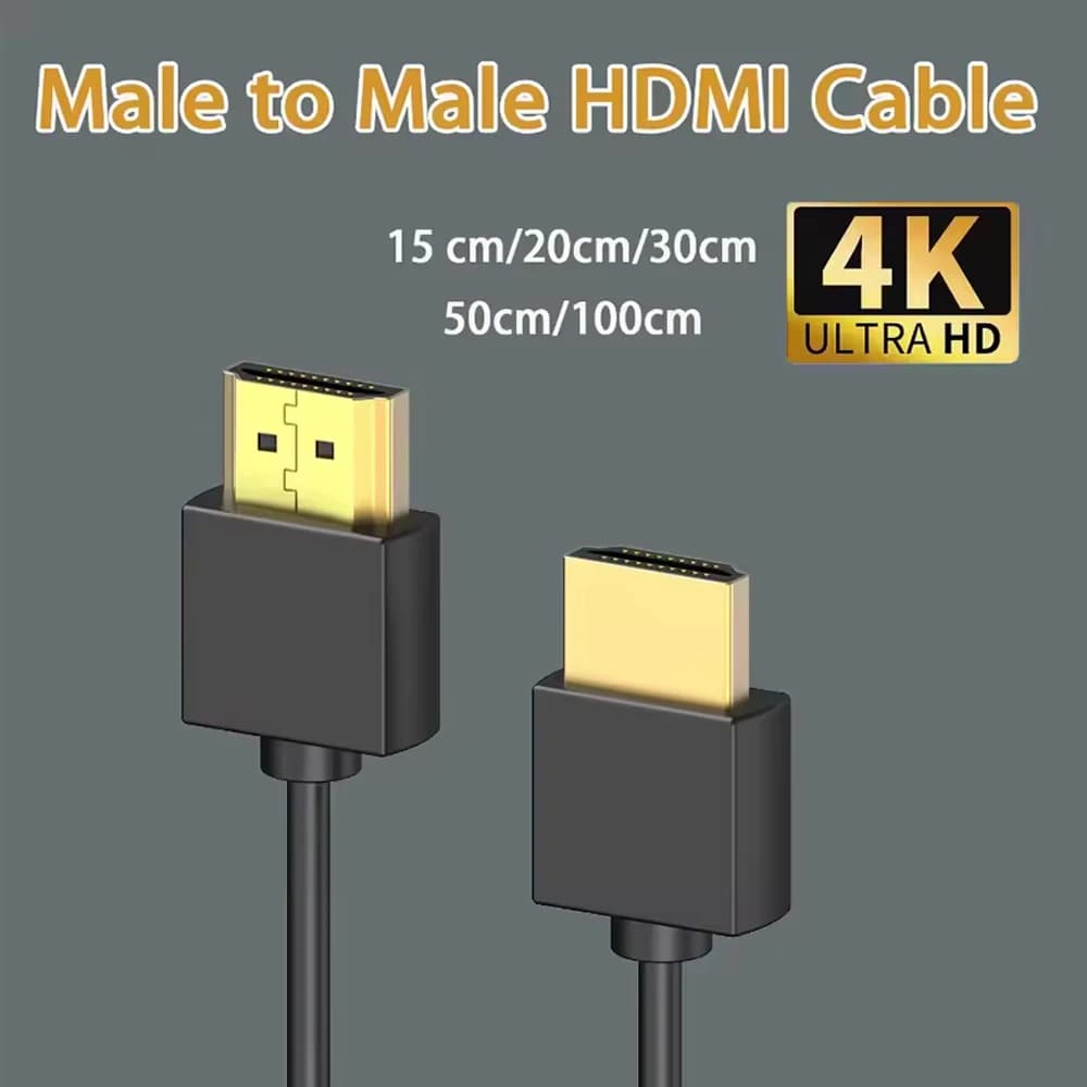 Thin 2.0 Cable 4K HDMI Cable Cord Low-Profile Gold-Plated Connectors 4K HDR ARC 3D for Gaming Monitor TV X-Box PS5/4/3