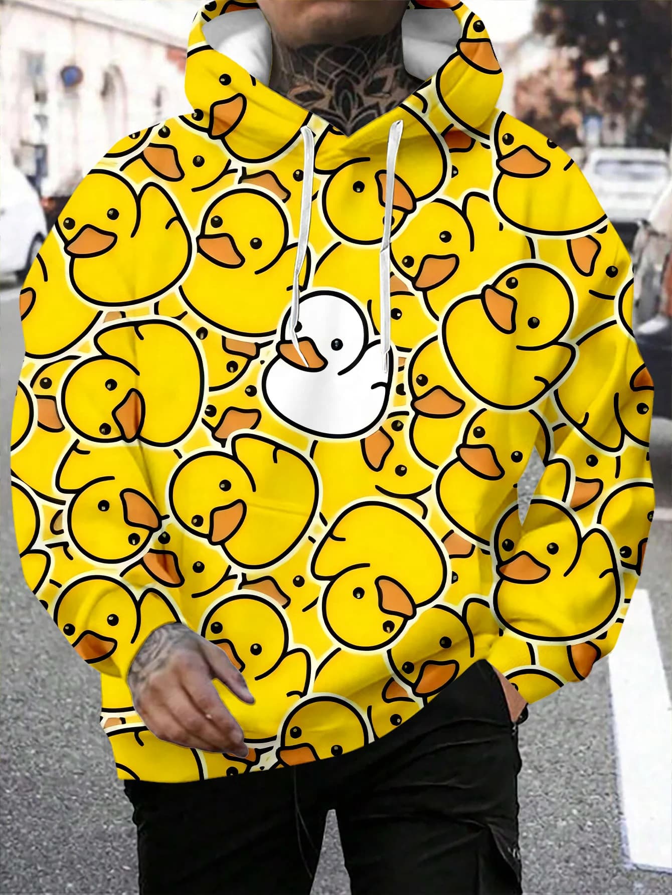 Divertenti cartoni animati Animali Anatra Felpe con cappuccio moda Stampa 3d Kawaii Uomo Donna Felpa con cappuccio unisex Felpa pullover casual Anatra gialla Top