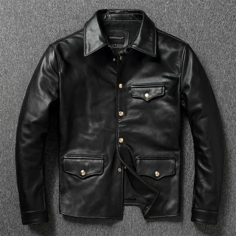 Giacca in pelle con strato superiore in cera d'olio importata giacca in pelle giacca da uomo in pelle di cavallo con spedizione risvolto casual