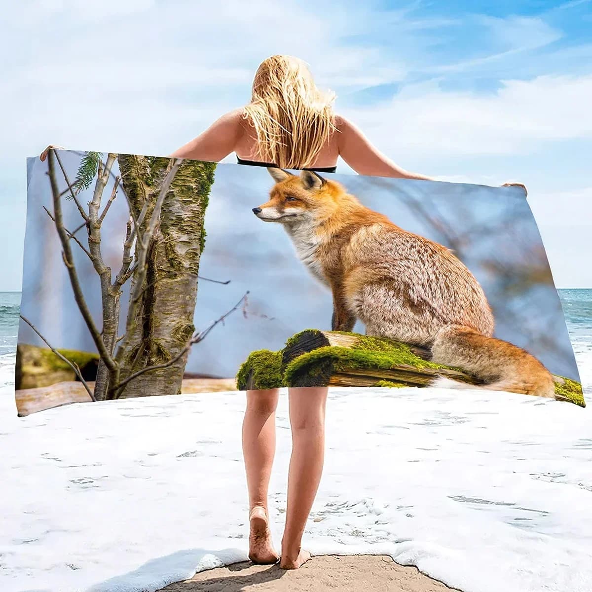 Cute Fox Beach Towel Wild Animal Bath Towels Bathroom Sport Bar Towel for Adult Kids Microfiber Shower Quick Dry Swimming Cover