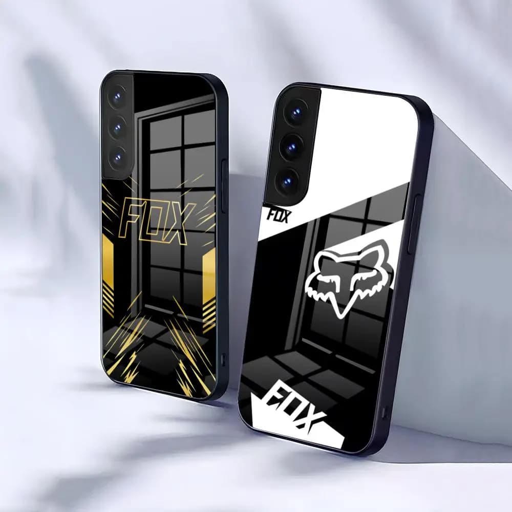 Motocross F-Foxs Phone Case For Samsung S26 S25 S24 FE S23 S22 S21 Plus S20 Ultra Note20Ultra Black Glass Cover
