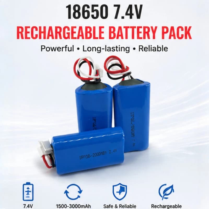 7.4V 18650 Lithium Battery Pack Round Shape Rechargeable Li-ion Battery for Massage Gun Air Pump Medical Device Sweeper Robot