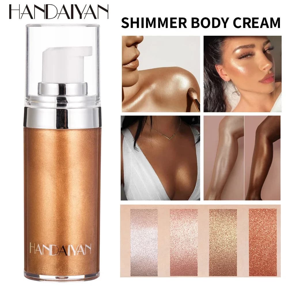 Evidenziatore liquido Trucco Liscio Shine Shimmer Glitter Evidenziatore per il corpo Fondotinta in crema liquida Cosmetici per il corpo a lunga durata