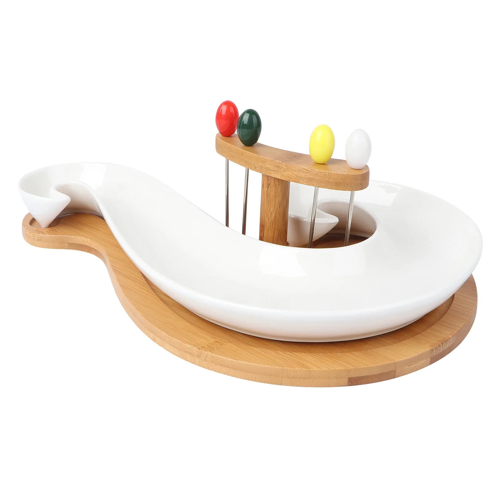 Contenitore per servire frutta secca, piatto per dim sum, vassoio per snack, frutta secca, dolci, bianco