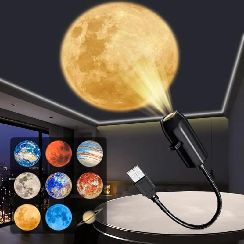 Lampada di proiezione planetaria con presa USB 5V, luce d'atmosfera per decorazione da interno, lampada cielo stellato, luce notturna, proiettore galassia