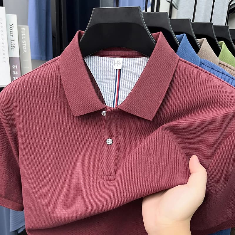 Polo di lusso in puro cotone 100% a maniche corte da uomo, nuova collezione estiva, tinta unita, semplice, alla moda, casual, traspirante.