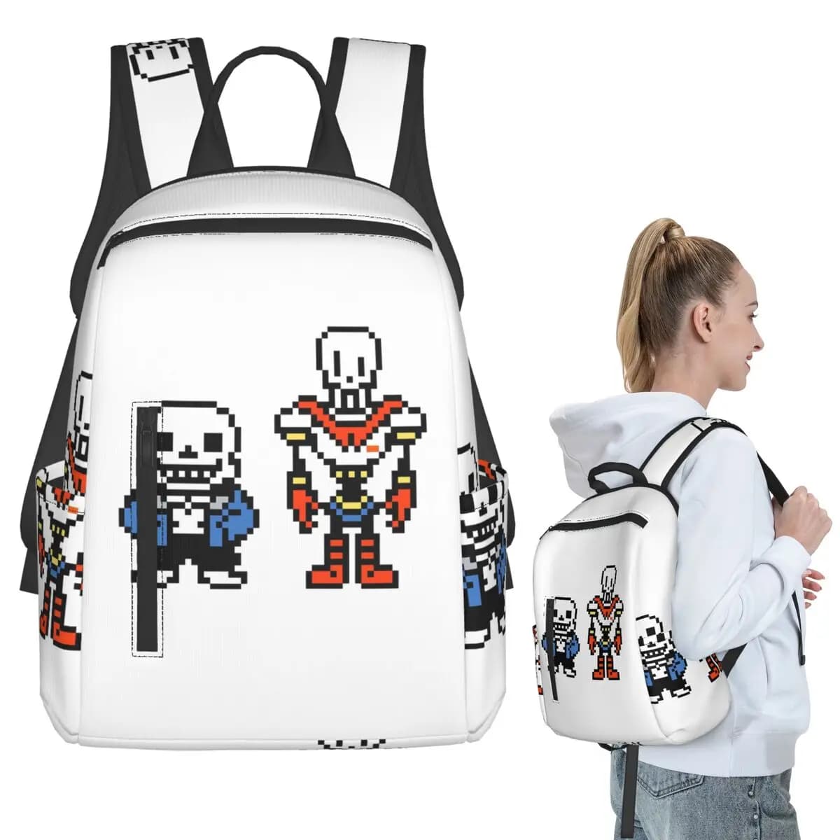 Zaino Undertale Sans e Papyrus, borsa per libri per studenti, borsa per la scuola per bambini, borse a tracolla per laptop, per ragazzi e ragazze