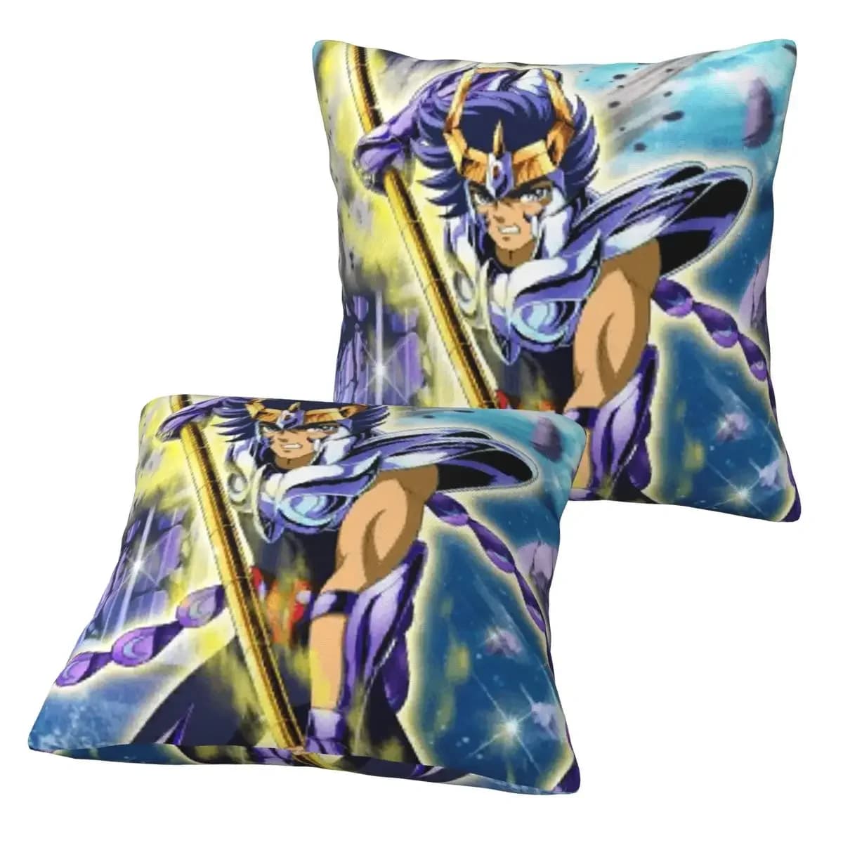Anime Knights Of The Zodiac Phoenix Ikki 2 pezzi Fodera per cuscino quadrata, decorazione per cuscino, cuscino confortevole per divano domestico