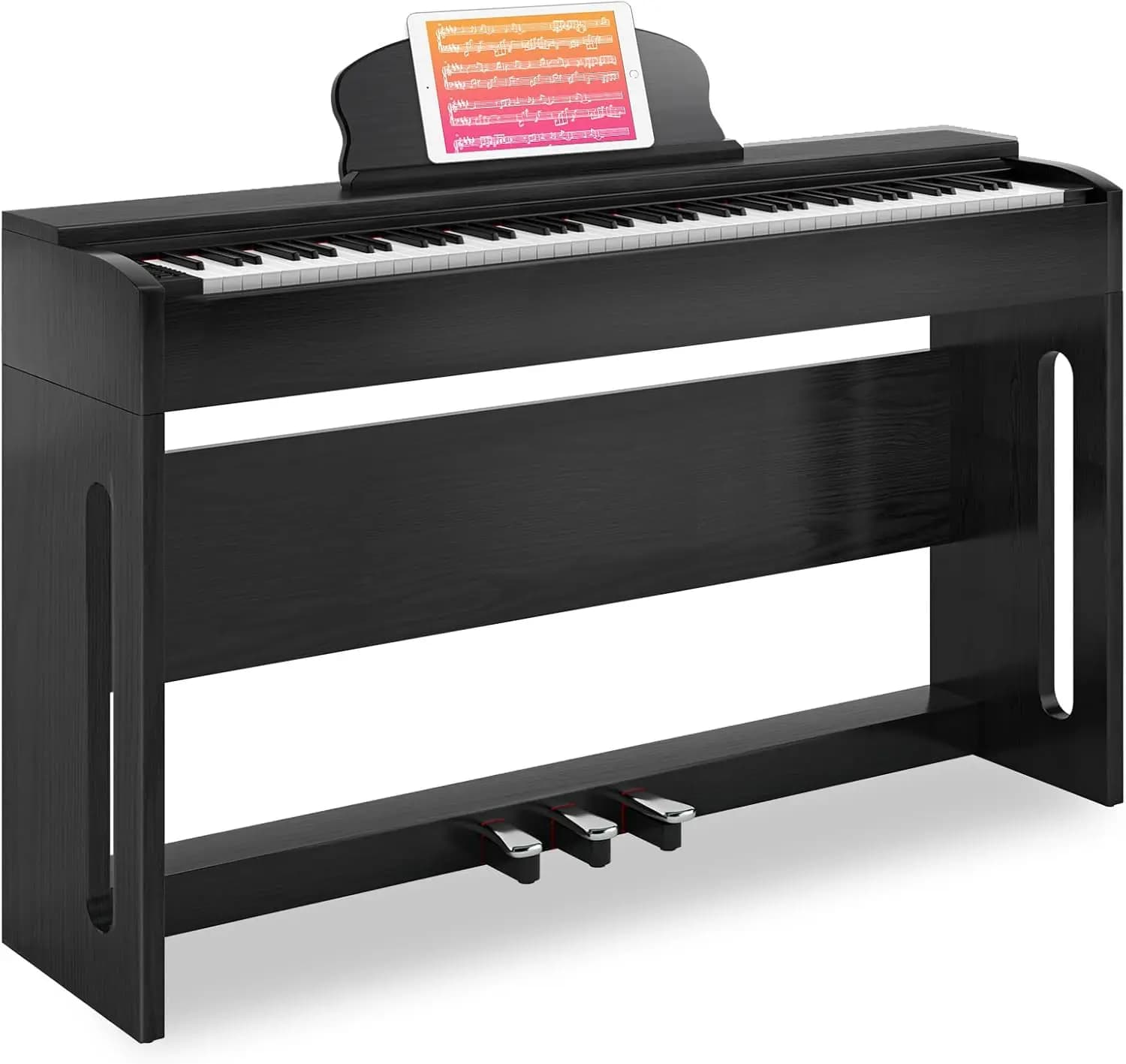 88-Key Weighted Hammer Action Digital Piano with Speakers, Furniture Stand, and Triple Pedals - Includes Beginner's Course, Headphone Support, and Piano Lessons
