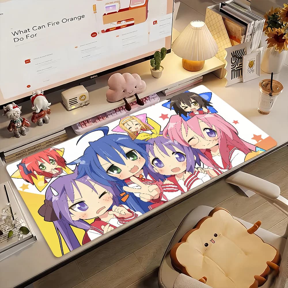 Tappetino per mouse Anime L-Lucky Star, tappetino per computer antiscivolo in gomma, tappetino per computer, decorazione, tappetino da scrivania, laptop, ufficio, grande