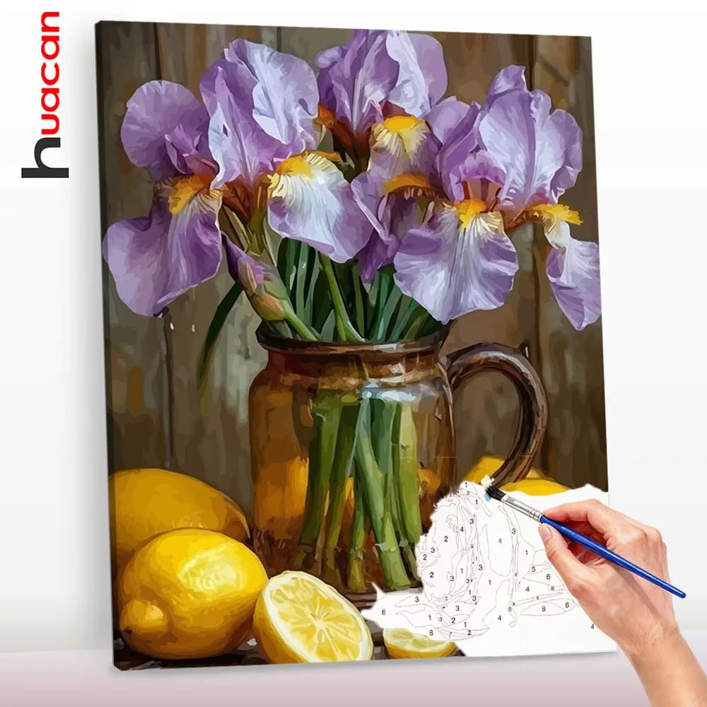 Huacan Paint By Number Flower Oil Painting By Numbers New Arrivals Lemon Handmade Gift Decoration For Home