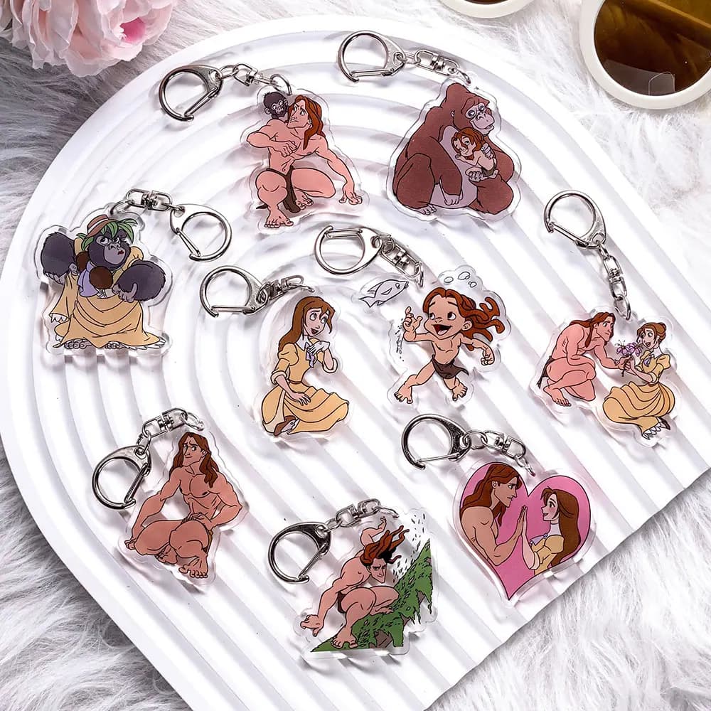 1/17 Pezzi Portachiavi in Acrilico Disney Tarzan l'Uomo Scimmia, Accessori per Borse, Portachiavi Carino per Zaino, Regali per Fan e Amici