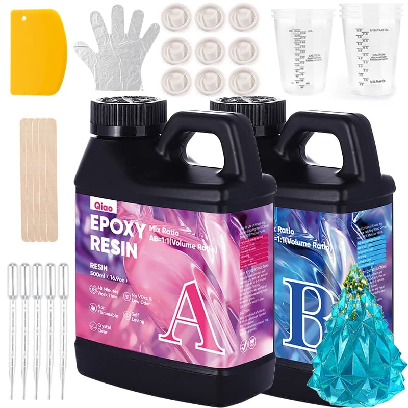 Kit Resina Epossidica Trasparente per Colate – Miscela 1:1, Resina Epossidica a Polimerizzazione Rapida Ideale per Gioielli, Arte con Resina Fai da Te, Tavoli Effetto Fiume e Decorazioni per la Casa Fai da Te
