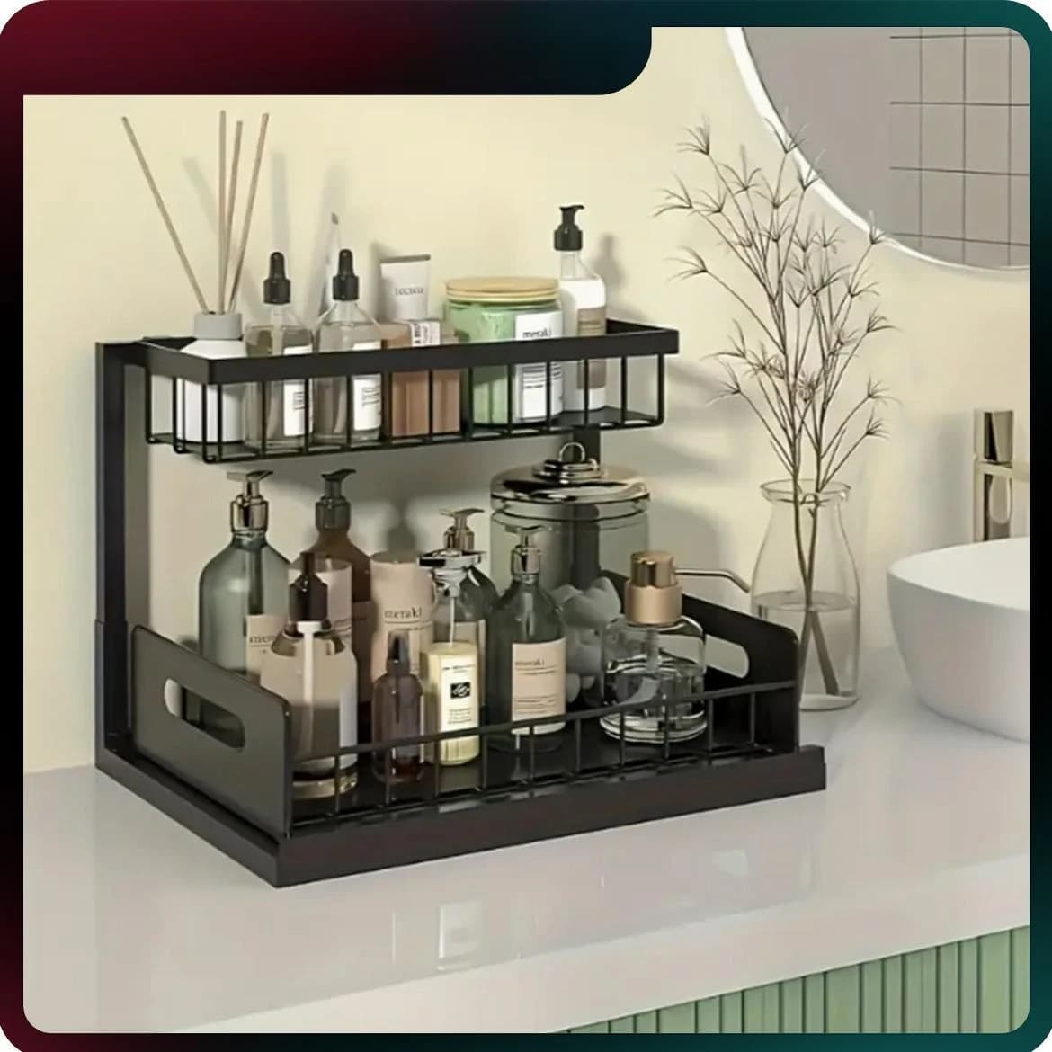 Heavy Duty Pull Out Cabinet Organizer Under Sink Storage Rack Metal Sliding Drawer Shelf Space Saver for Kitchen Bathroom Cupboard Pantry Closet Multipurpose Home Organization