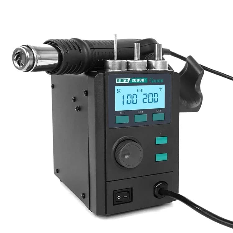 Per QUICK 2008D + 220V 750W Stazione di saldatura ad aria calda Display digitale a LED Vento morbido Pistola di calore ad aria calda SMD BGA Stazione di rilavorazione strumento