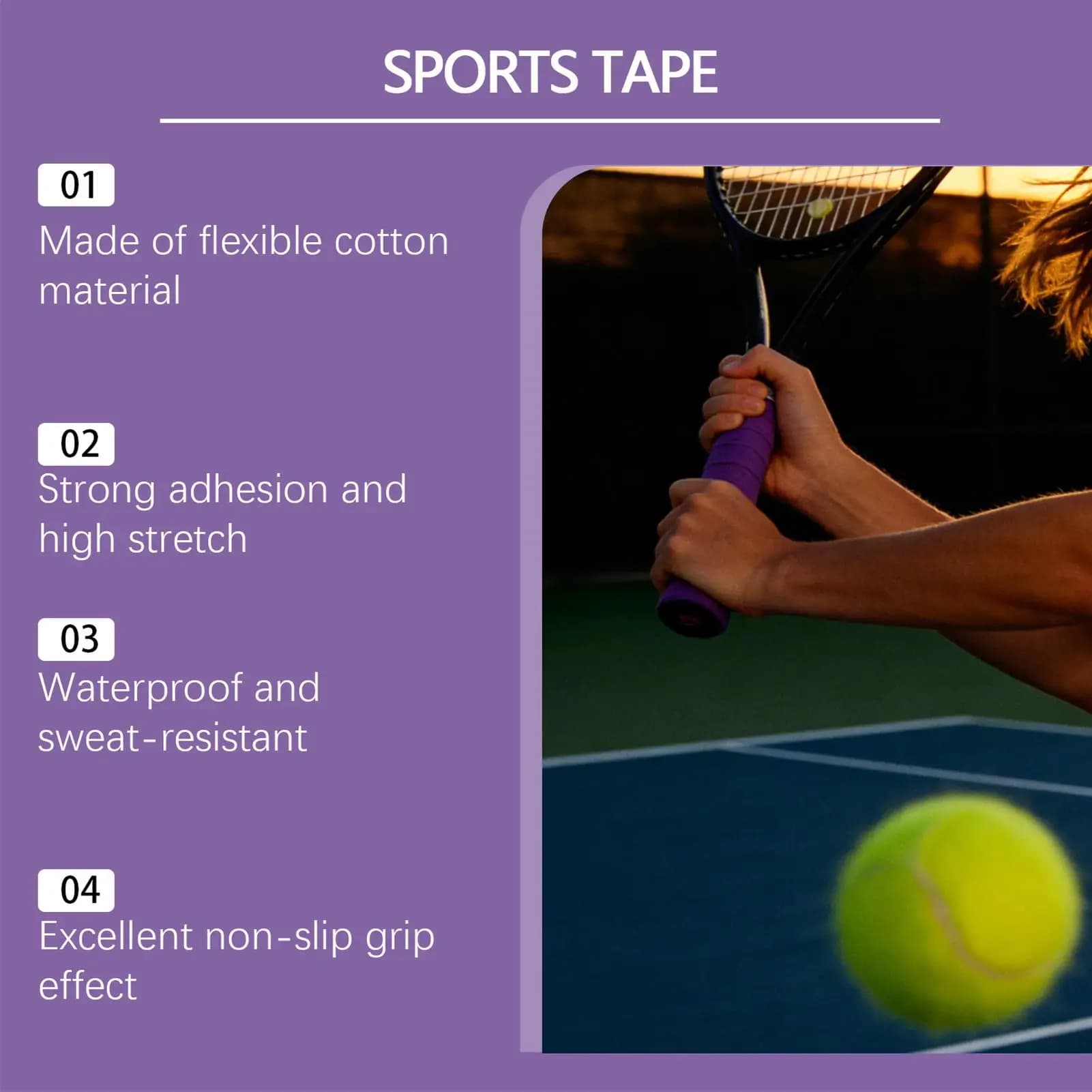 Tennis rack tape, anti-slip adhesive tape, laptop, for gym equipment, for hockey, baseball, dumbbells, weight lifting
