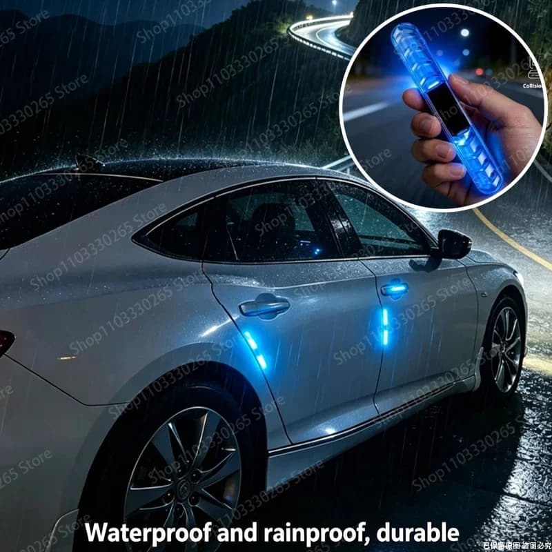 LED Luminous Car Door Protector Strip, Anti-Collision, High Visibility, Weatherproof for Night Safety