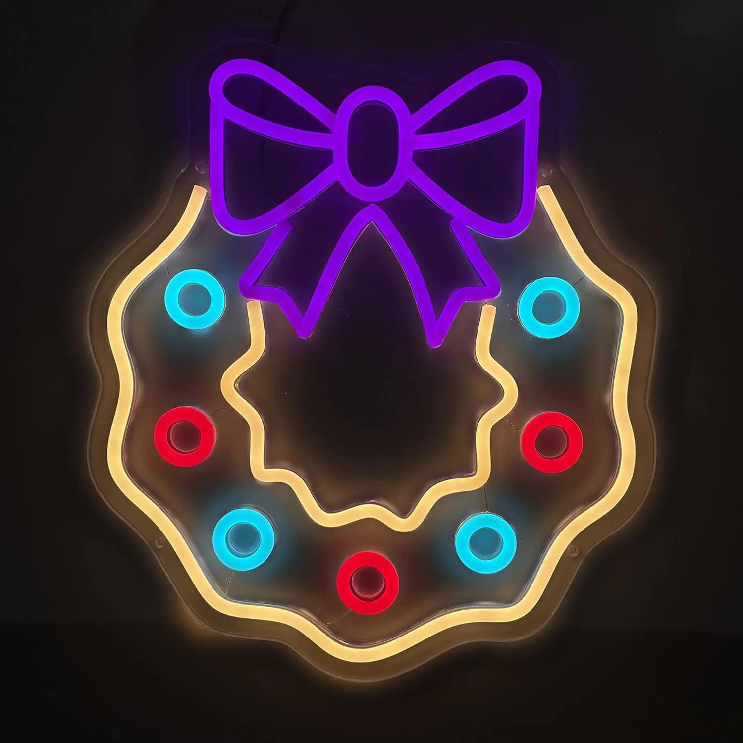 Ciambella Insegna al neon Natale LED Insegna al neon Decorazione da parete per bambini Camera da letto Matrimonio Bar Club Regalo di Natale per un amico Alimentato tramite USB