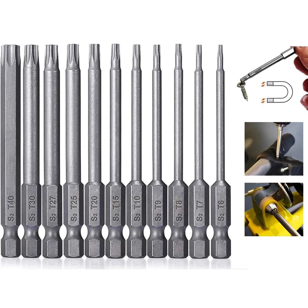 Set di punte di sicurezza Torx da 11 pezzi, set di cacciaviti di sicurezza magnetici in acciaio S2 Cacciavite a stella da 50/100 mm per aspirapolvere Shark T6-T40