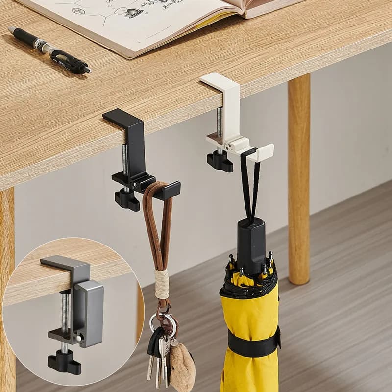 1/2pc Foldable Desk Edge Hook Adjustable Gaming Headset Desk Hanger Backpack Storage Hanging Hook Holder Punchfree Home Organize