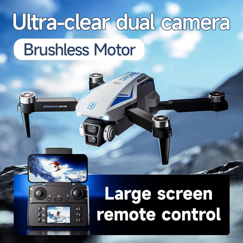 Drone RC con doppia fotocamera Fotografia aerea senza spazzole Flusso ottico Pieghevole Quadcopter Giocattoli Controllo schermo 2.4G Wifi Uav Fpv