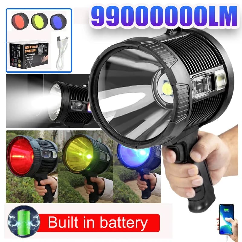 99000000LM Faretto a LED ricaricabile Torcia portatile impermeabile di grandi dimensioni Faretto solare per esterni più potente