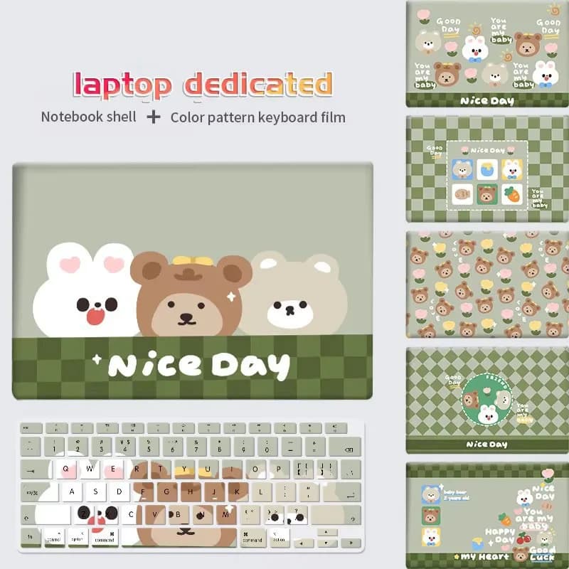 Custodia per Laptop Fai-da-Te Impermeabile Guscio Rigido Pellicola in Silicone per Tastiera Cover Carina con Cartoni Animati per Macbook A2337/A2338/A2681/A2442/A2485