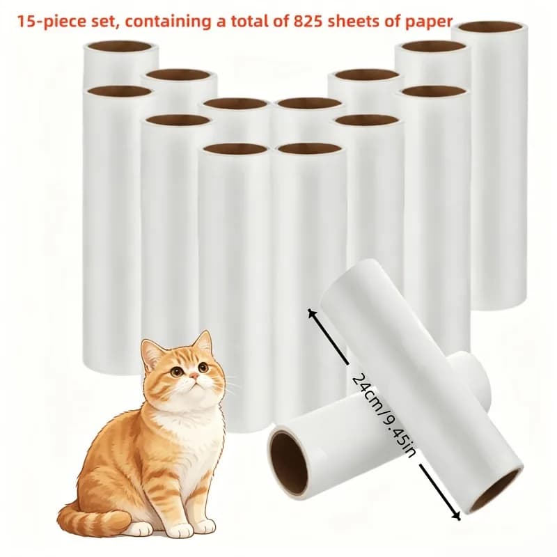 15pcs 9.45-inch Upgraded Super Sticky Lint Roller Refills, Thickened Portable Pet Hair Remover Roller, Easy Roller Replacement D