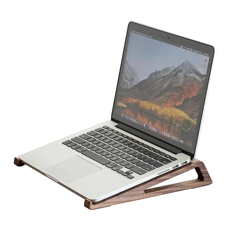 Walnut Wood Laptop Stand For Desk Ergonomic Wooden Notebook Riser Ventilated PC Computer Holder