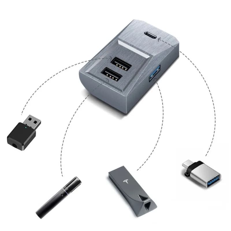 Adatto per scatola portaoggetti Tesla Model 3/Y Versione aggiornata Dock di espansione Convertitore HUB espansore di controllo centrale USB