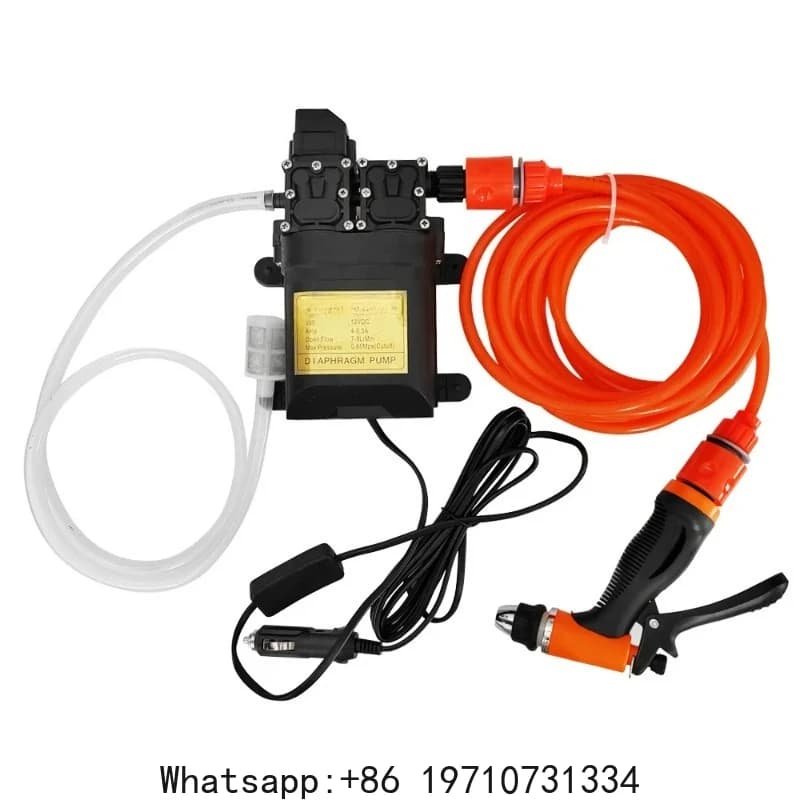 Pompa a Diaframma Dual-Core per Autolavaggio, Set Portatile ad Alta Pressione e Grande Flusso, Alimentazione 12V Tramite Accendisigari