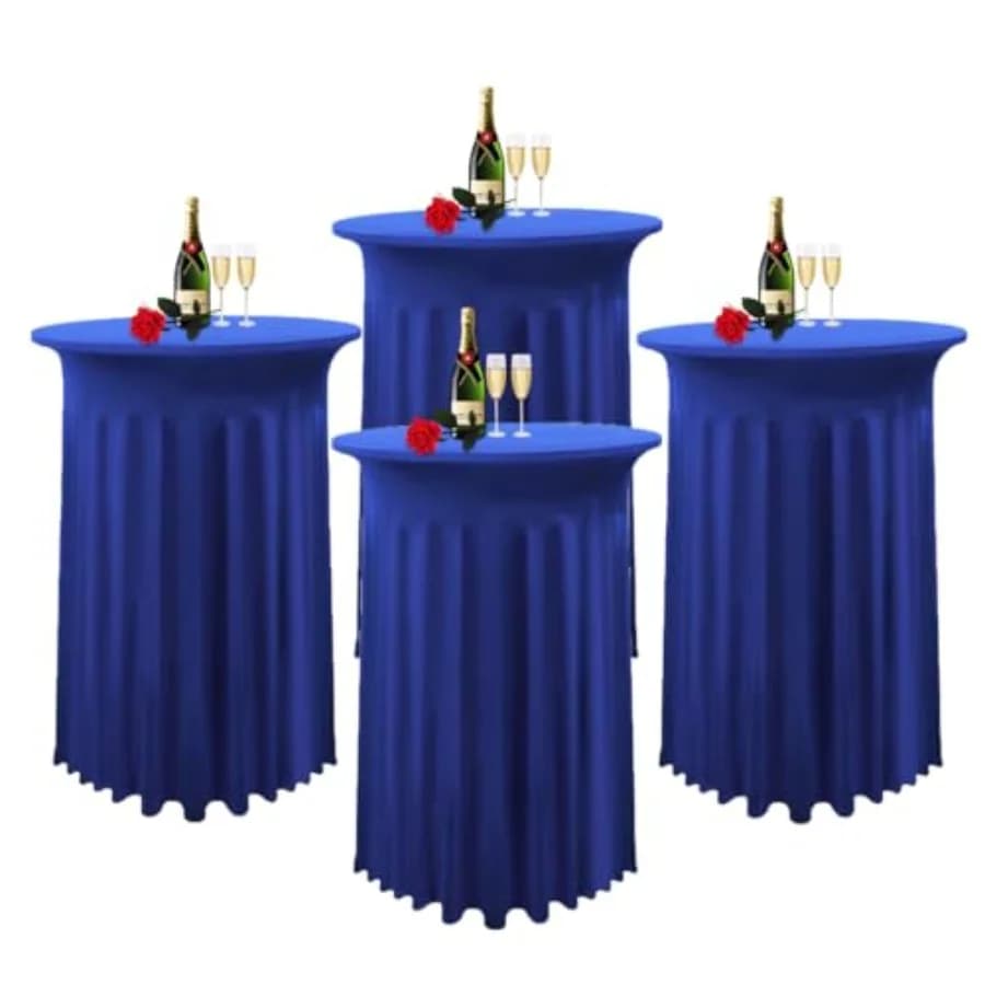 Pack Cocktail Table Covers 3"x 3" Spandex Stretch Round Cocktail Tablecloths with Wavy Drapes Fitted High Top Bar Table Skirt f