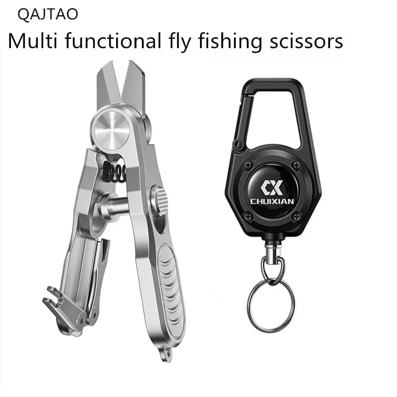 Forbici da pesca multifunzionali con esche in acciaio inossidabile per tagliare filo di carbonio, filo PE, filo di nylon, forbici da pesca con esche in piombo