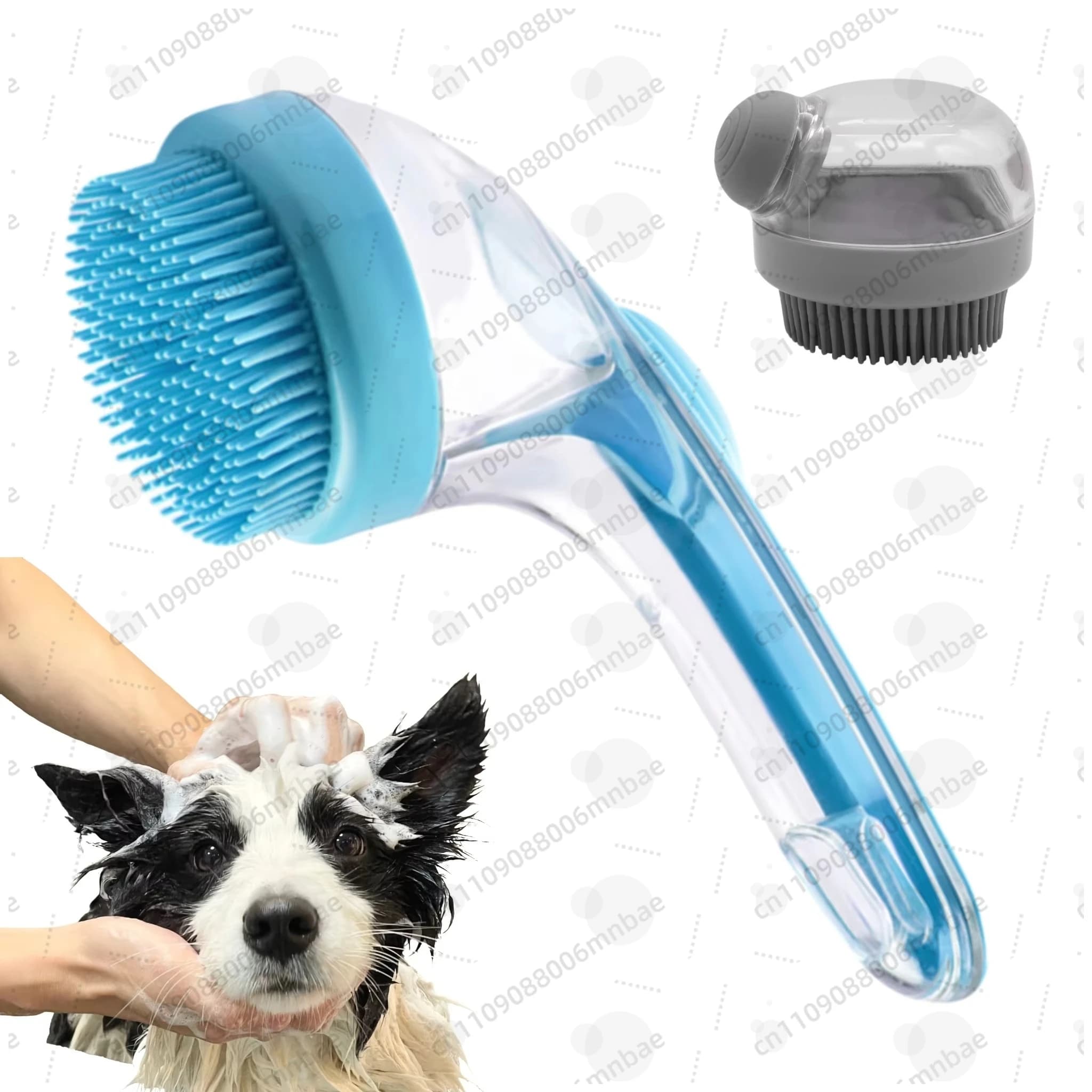 Spazzola da Bagno per Cani con Logo Personalizzato, Manico Lungo, Dispenser di Shampoo in Silicone, Spazzola Massaggiante per Cuccioli e Cani
