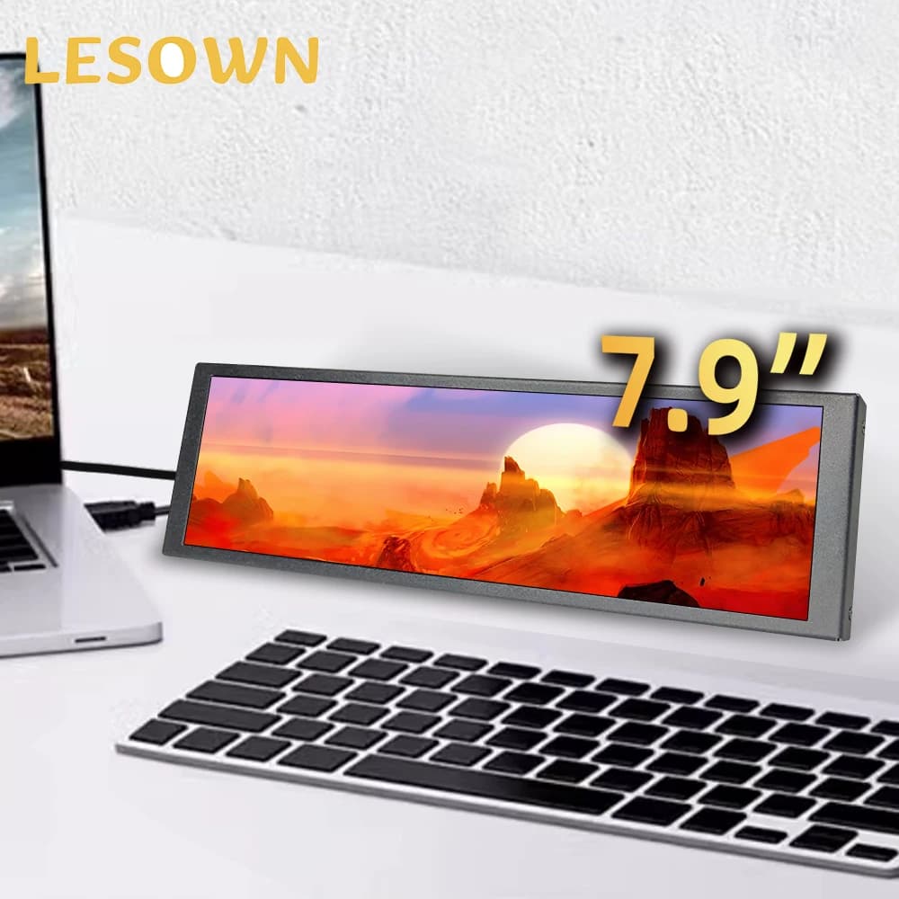 LESOWN Monitor ausiliario IPS da 7,9 8,8 pollici 480×1920 USB HDMI Schermo esterno Monitor da gioco portatile per laptop Windows Linux