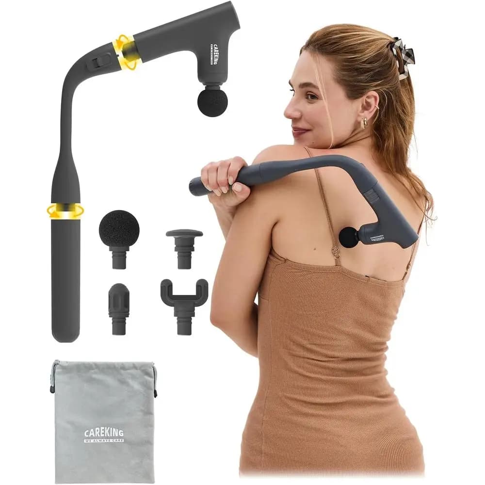 Convertible massage gun 3 in 1 for deep tissues with extended grip, percussion muscle massager to relieve back or shoulder pain K Men Wo
