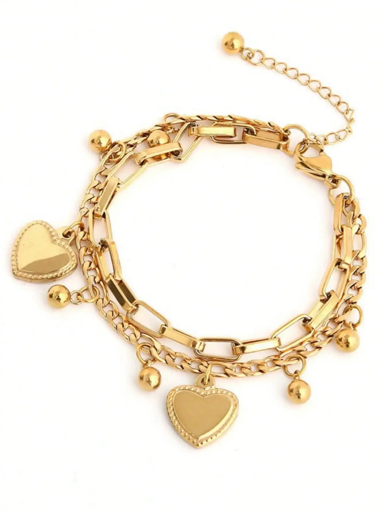 1 braccialetto con catena e ciondolo a forma di cuore a doppio strato in stile europeo alla moda per le donne di San Valentino