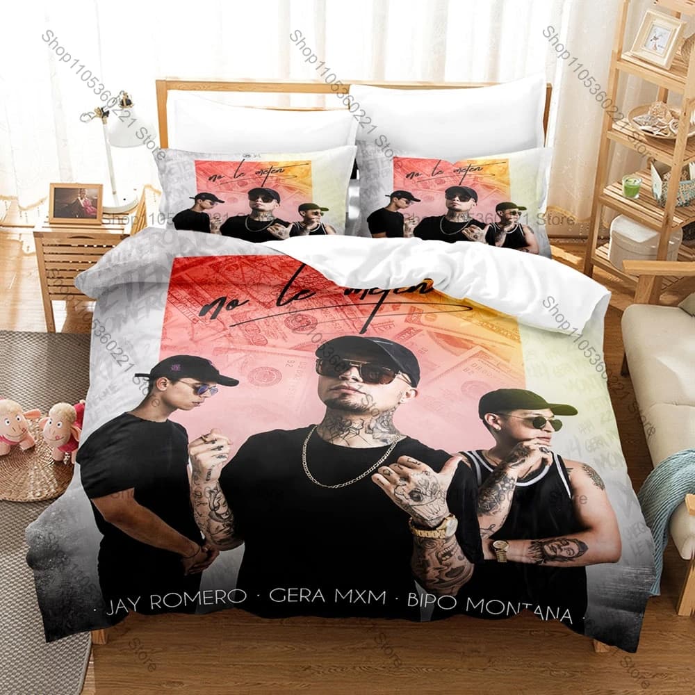 Street Photo Collage Gera MX Latin Hip Hop Urban Music Singer Merch 3PCS Bedding Duvet Cover + 2 Pillowcases Home Decoration